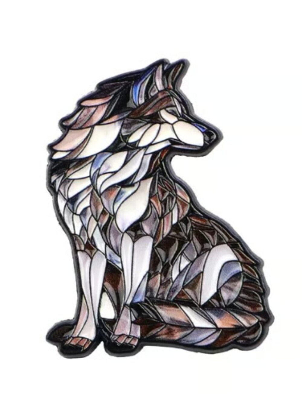 Wolf Sitting Enamel Pin